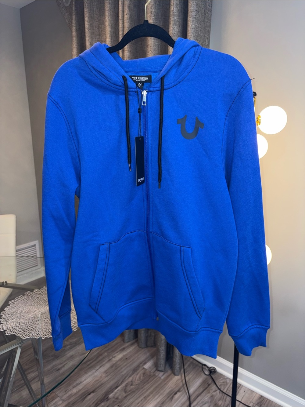 True Religion Men’s Electric Blue Zip-Up Hoodie